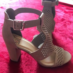 Grey chunky heel sandals